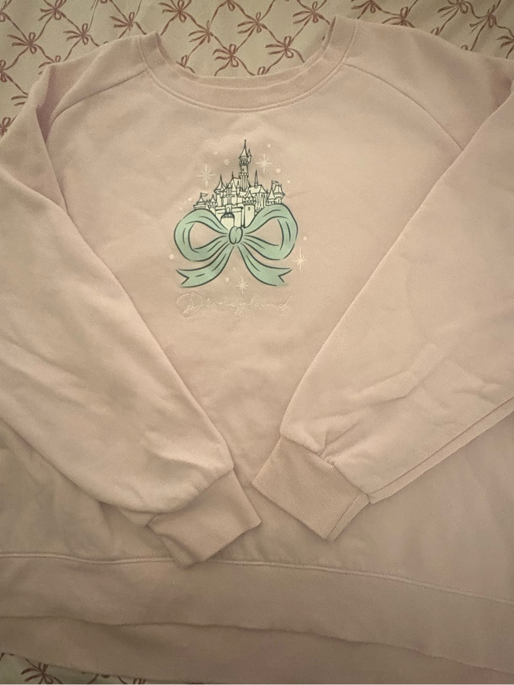 Disneyland Pink Bow Castle Graphic Crewneck Sweater